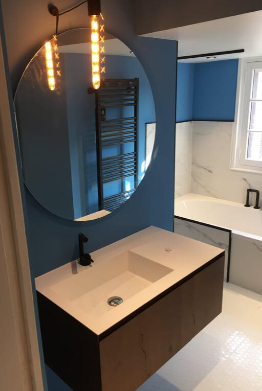 Meuble, vasque, miroir et robinetterie
